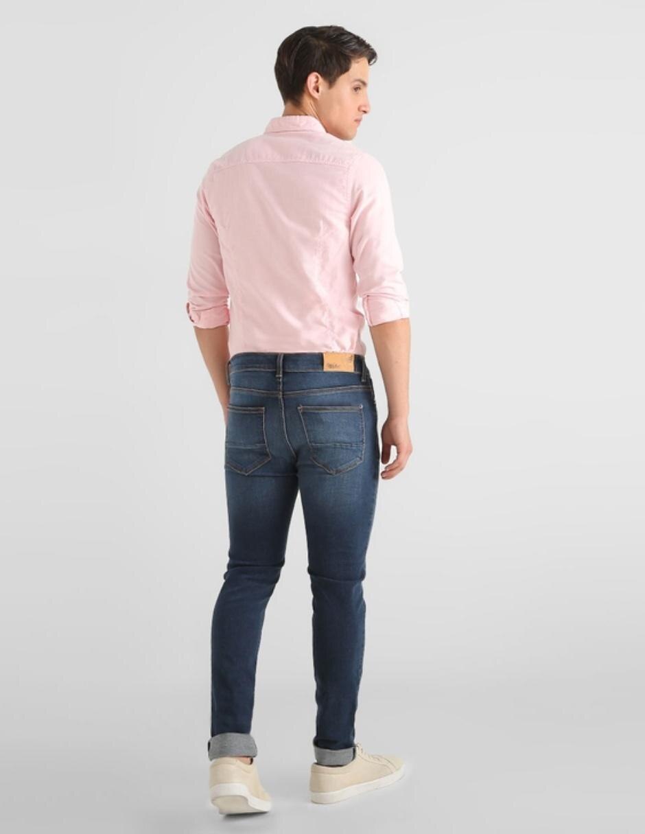 Jeans skinny lavado stone wash para hombre 2