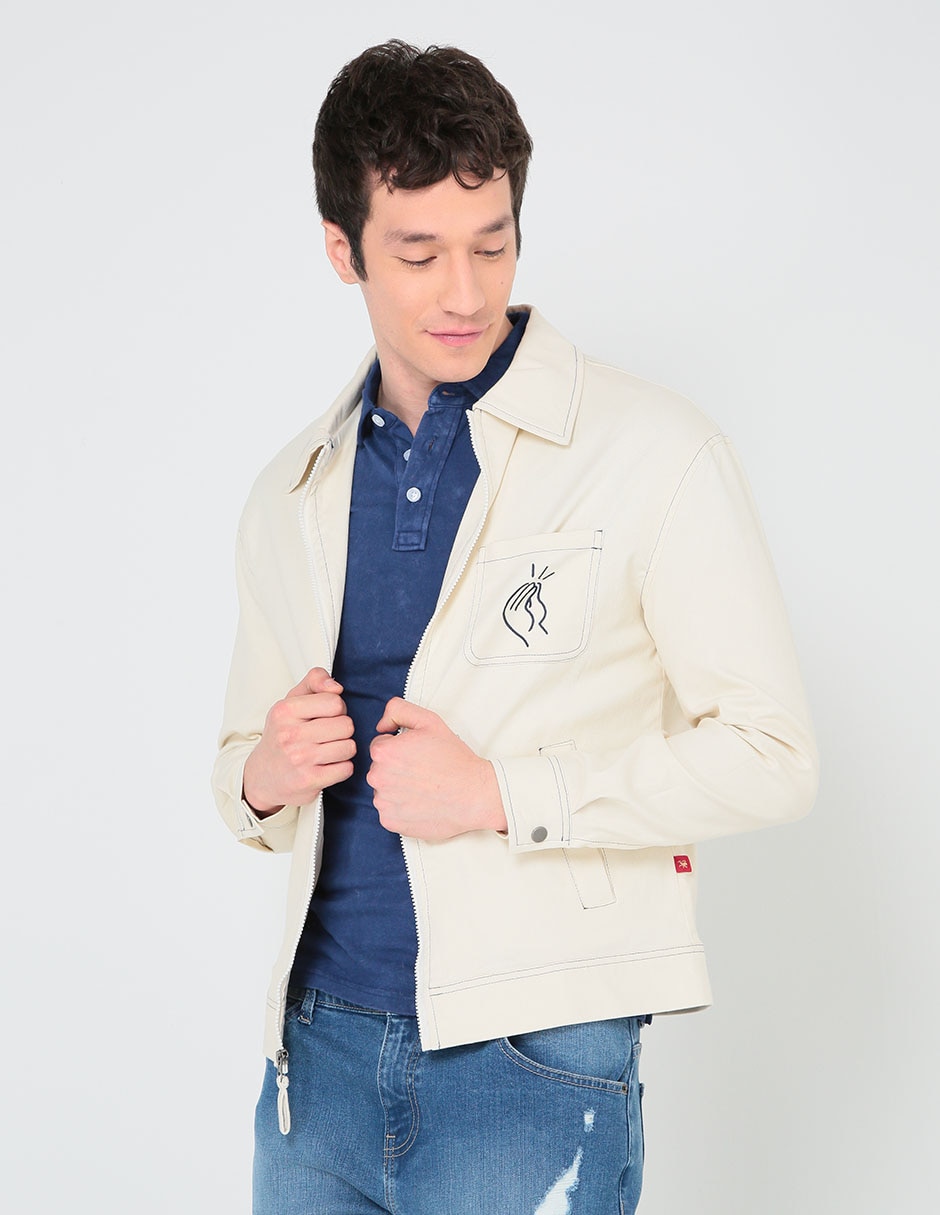 Chamarra casual con bolsillos para hombre