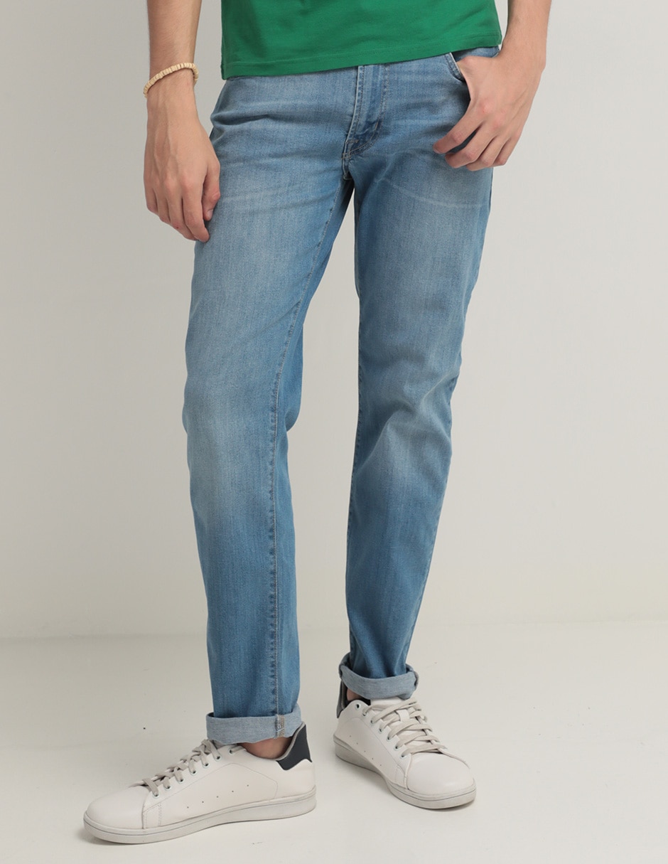 Jeans straight deslavado para hombre