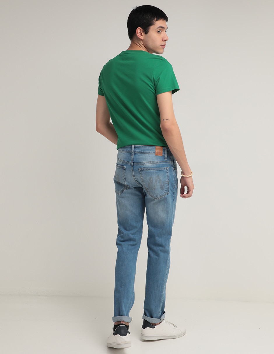 Jeans straight deslavado para hombre