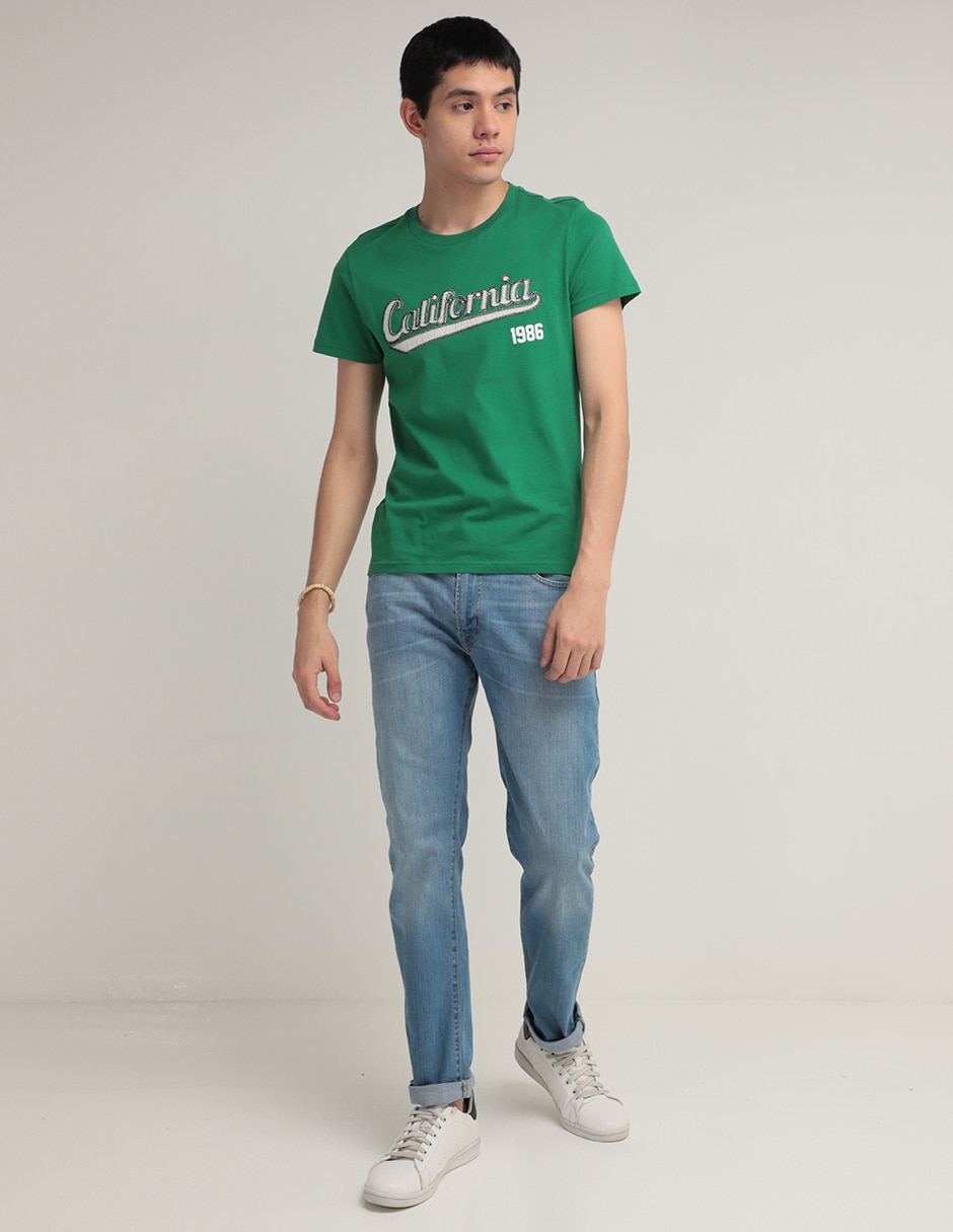 Jeans straight deslavado para hombre