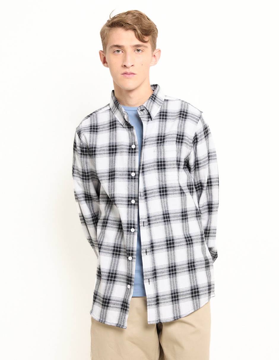 Camisa casual de algodón manga larga para hombre