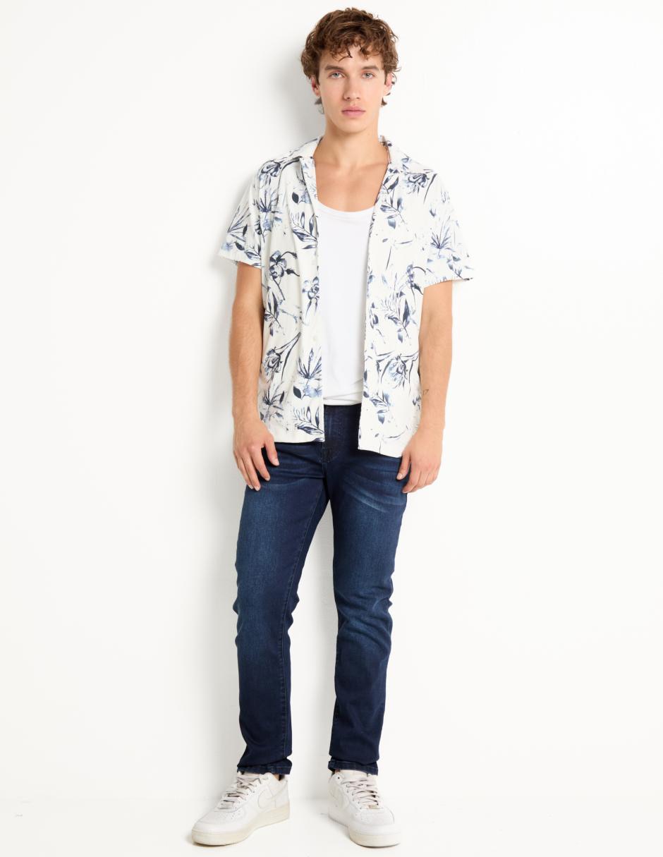 Jeans slim lavado medio para hombre