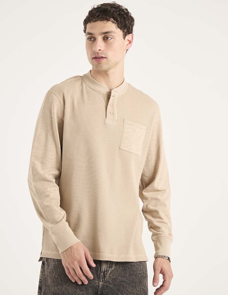 Playera cuello henley para hombre Playera cuello henley para hombre