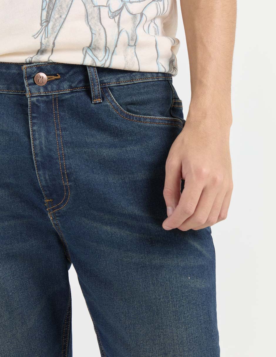 Jeans straight deslavado para hombre 7