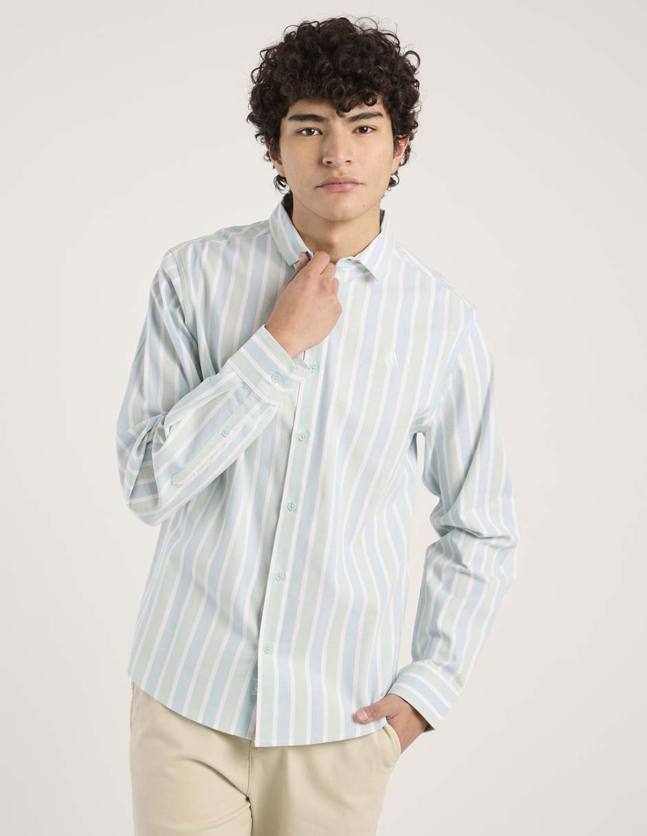 Camisa casual manga larga para hombre 2