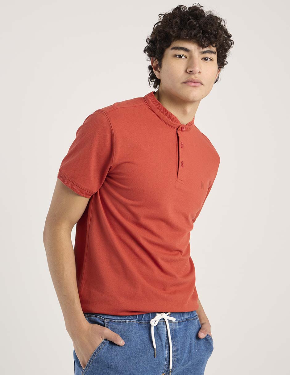 Playera cuello mao para hombre