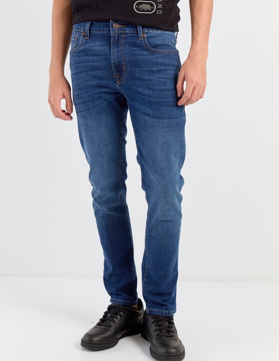 Jeans skinny lavado whisker para hombre 1