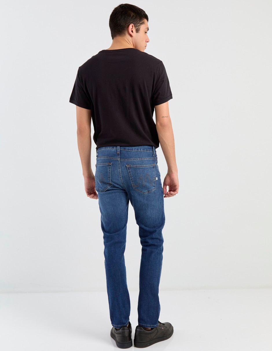 Jeans skinny lavado whisker para hombre 5