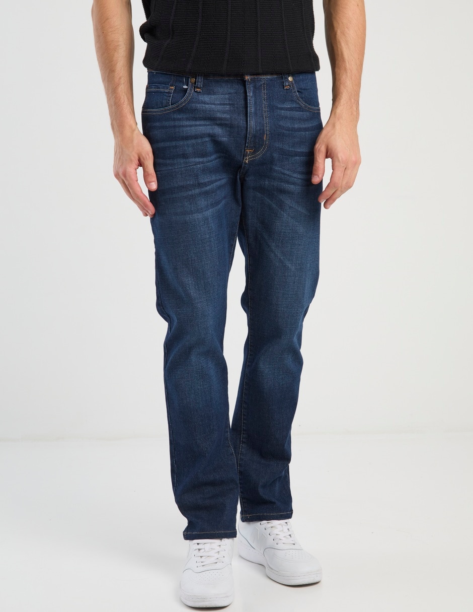 Jeans straight deslavado para hombre 1