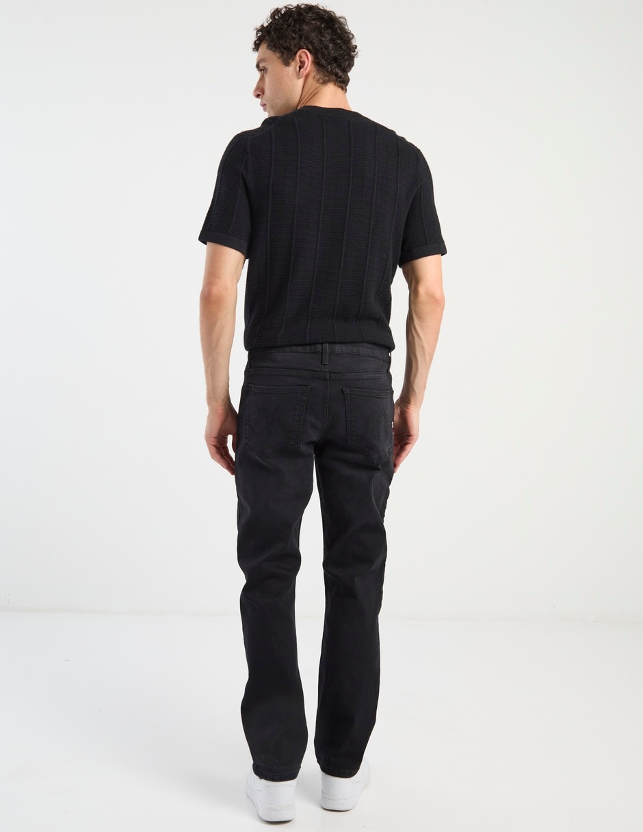 Jeans straight lavado obscuro para hombre 5
