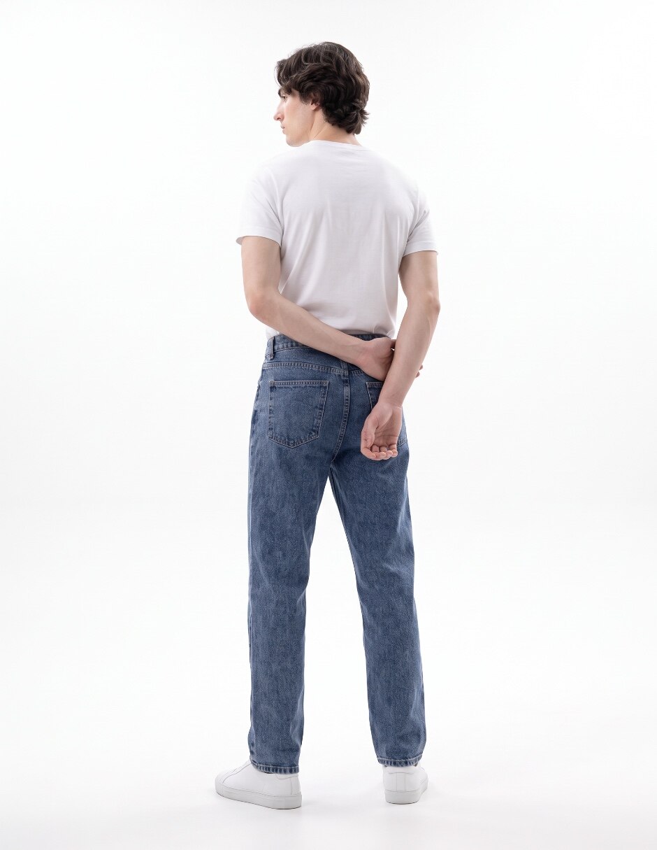 Jeans straight lavado deslavado para hombre 2