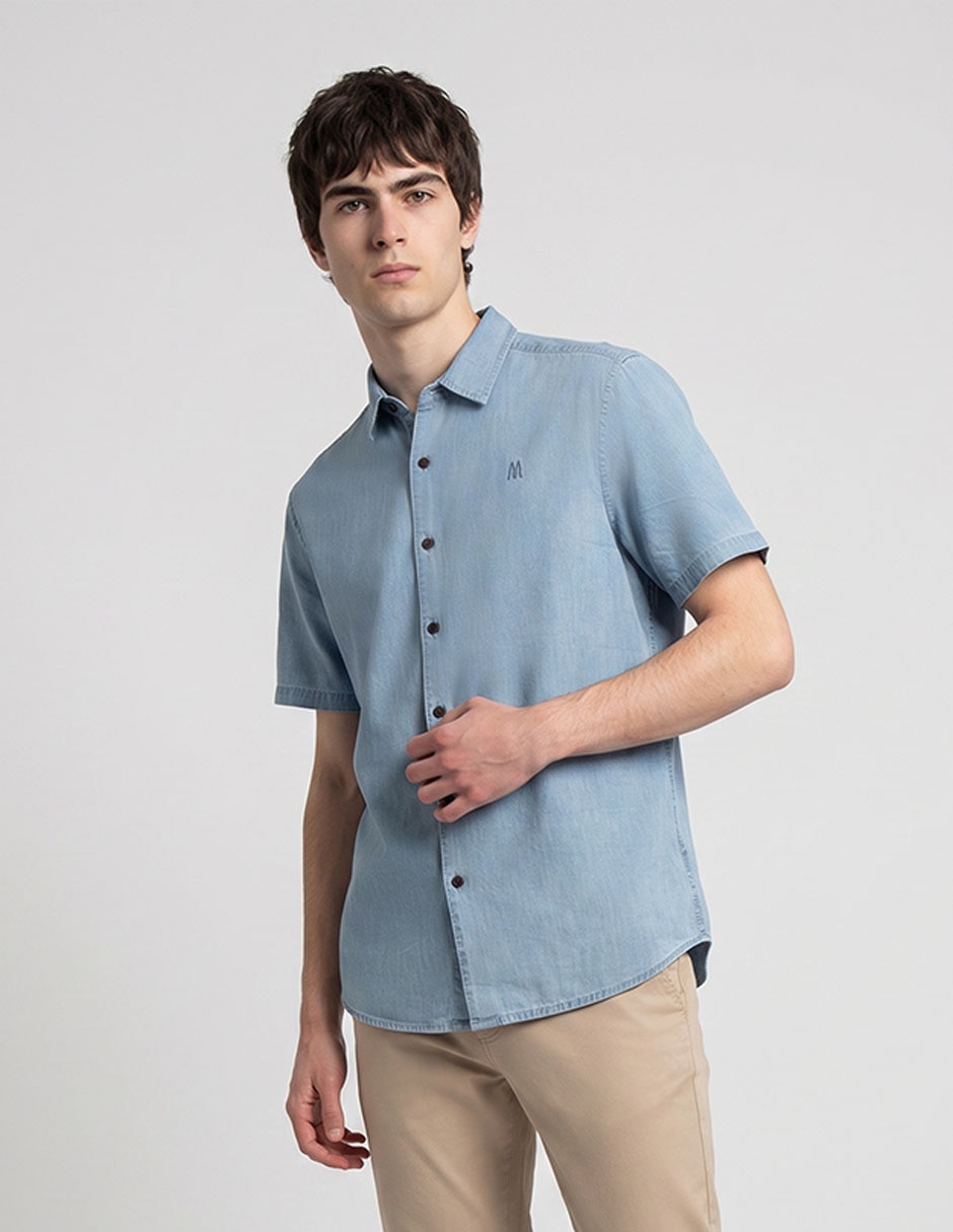 Camisa casual mossimo de algodón manga corta para hombre