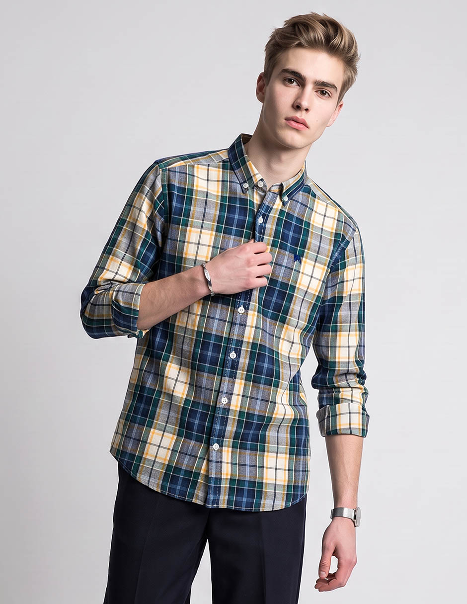 Camisa casual de algodón manga larga para hombre