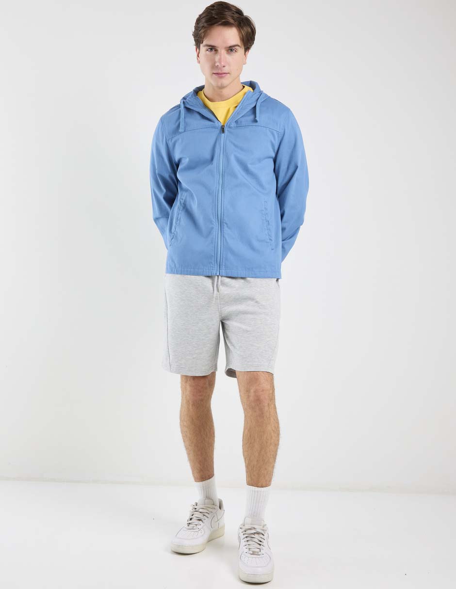 Chamarra casual capucha y bolsillos para hombre