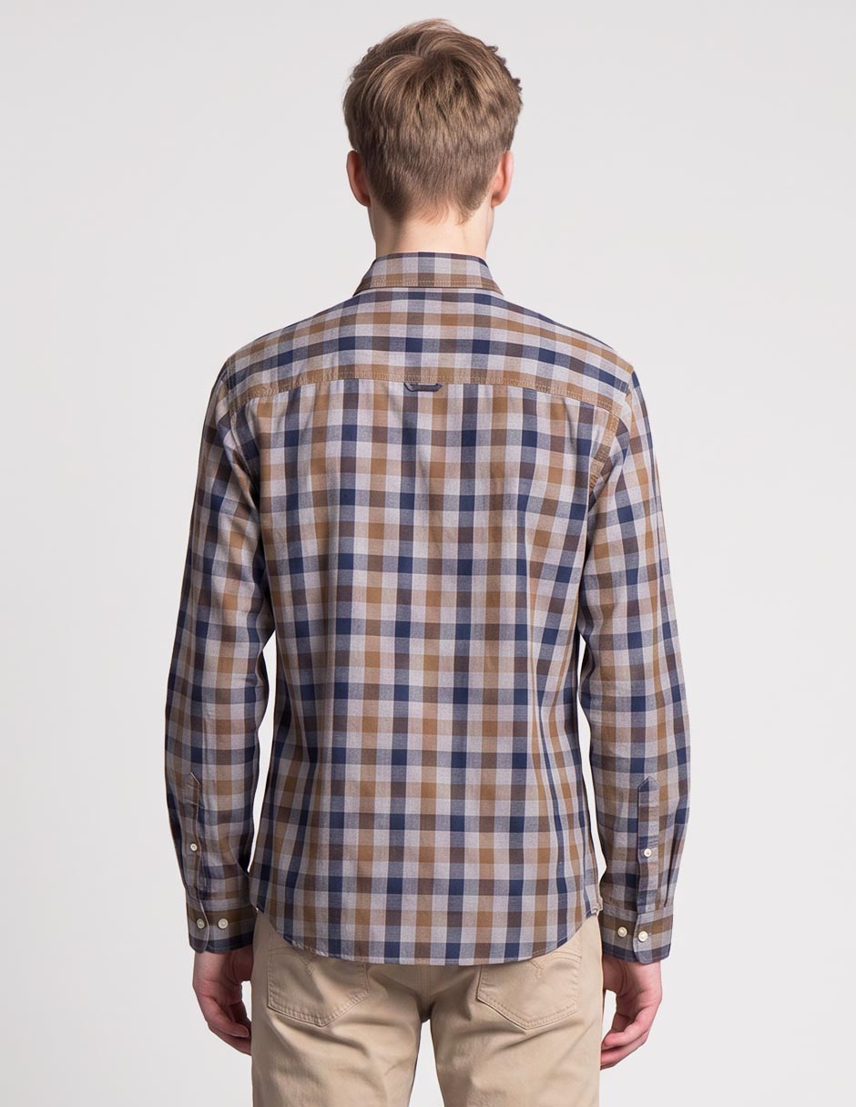 Camisa casual de algodón manga larga para hombre