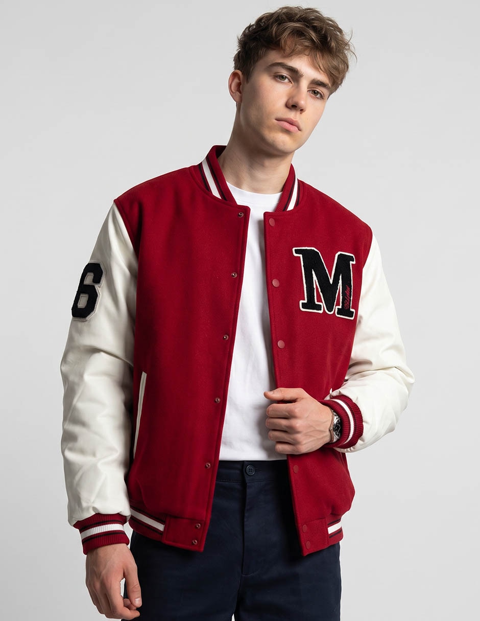 Chamarra beisbolera con bolsillos para hombre Chamarra beisbolera con bolsillos para hombre