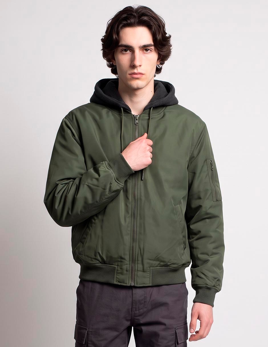 Chamarra bomber con capucha para hombre 1
