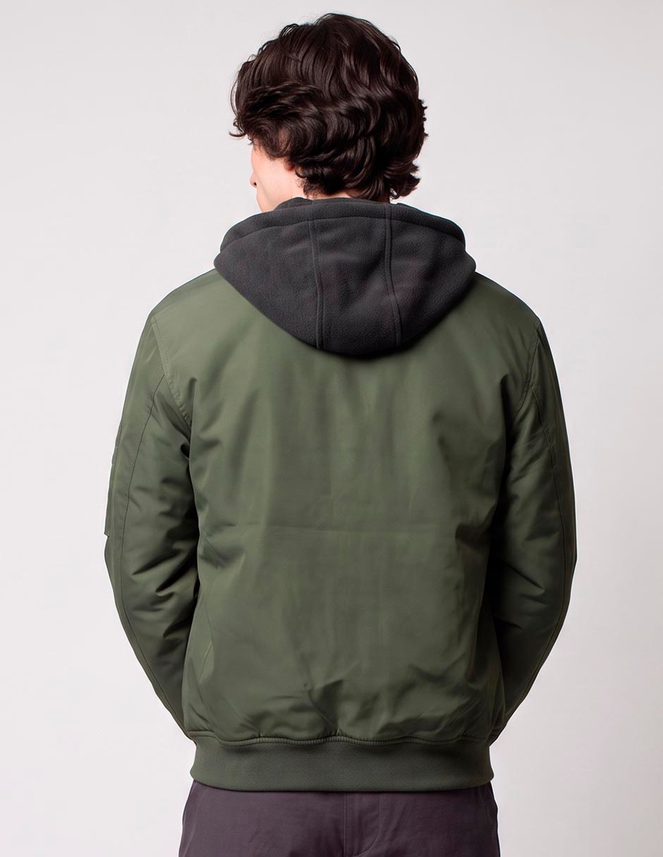 Chamarra bomber con capucha para hombre 2