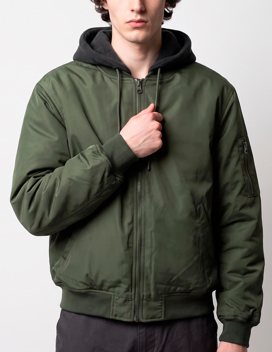 Chamarra bomber con capucha para hombre 3