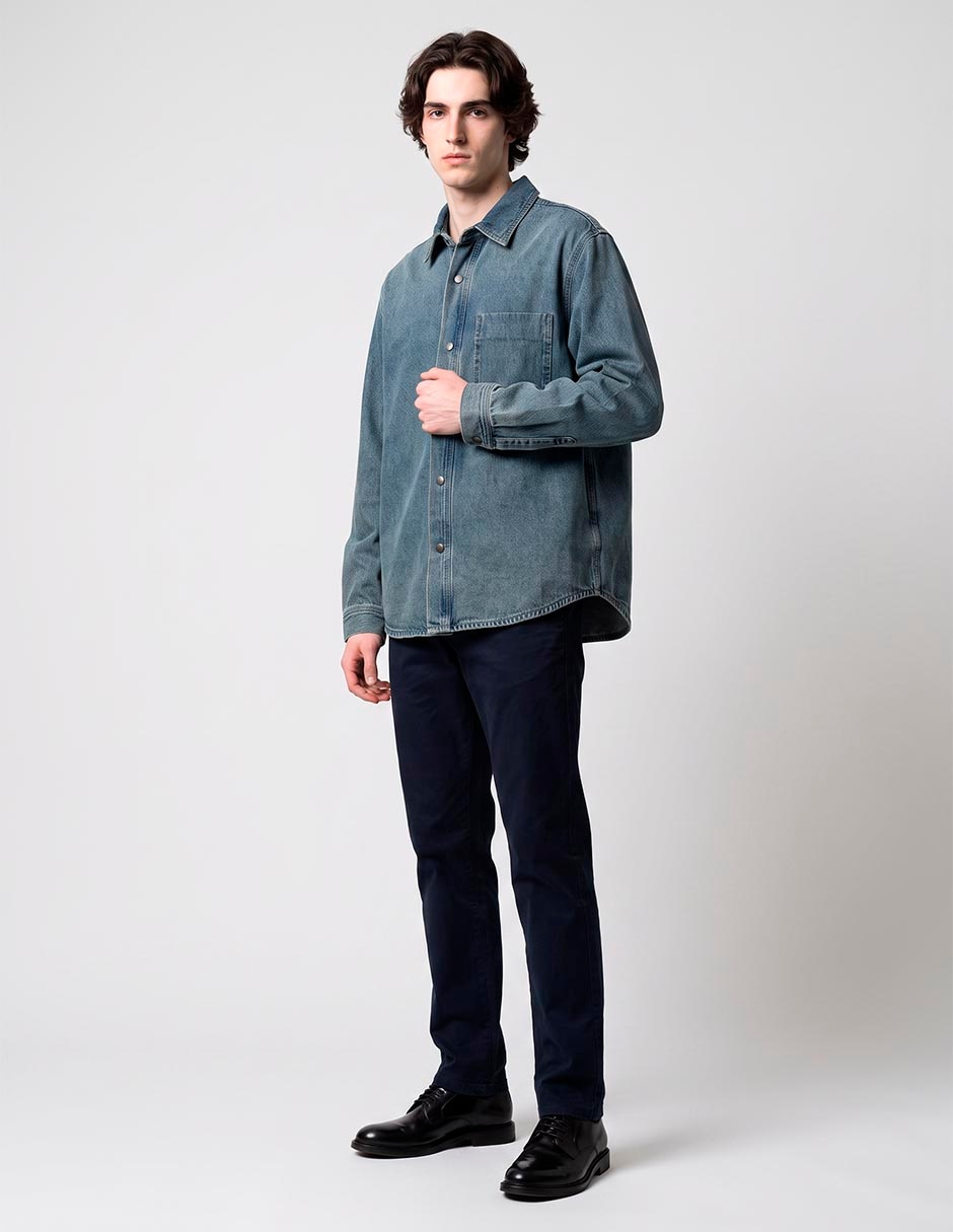 Camisa casual de algodón manga larga para hombre 1
