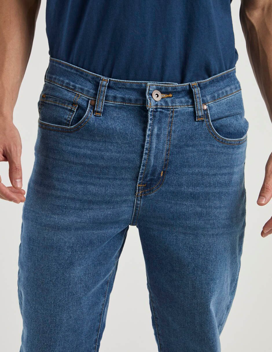 Jeans straight lavado claro para hombre 4