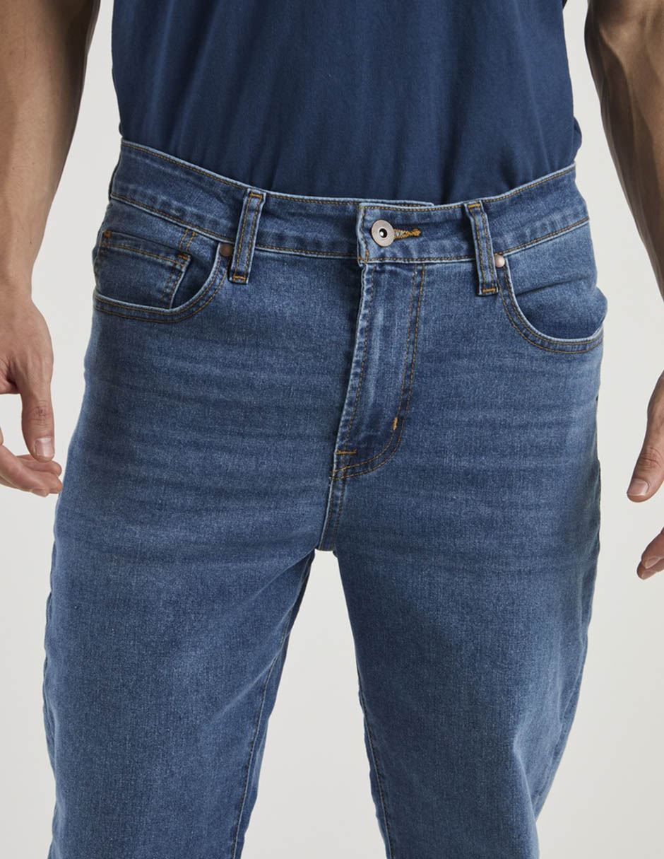 Jeans straight lavado claro para hombre 4
