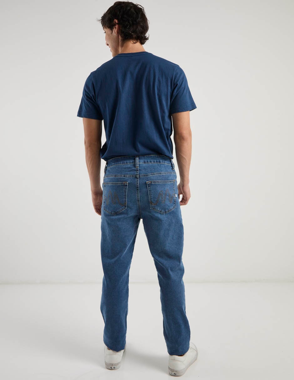 Jeans straight lavado claro para hombre 6