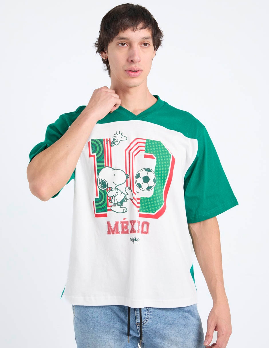 Playera Mundial Snoppy cuello v para hombre 2
