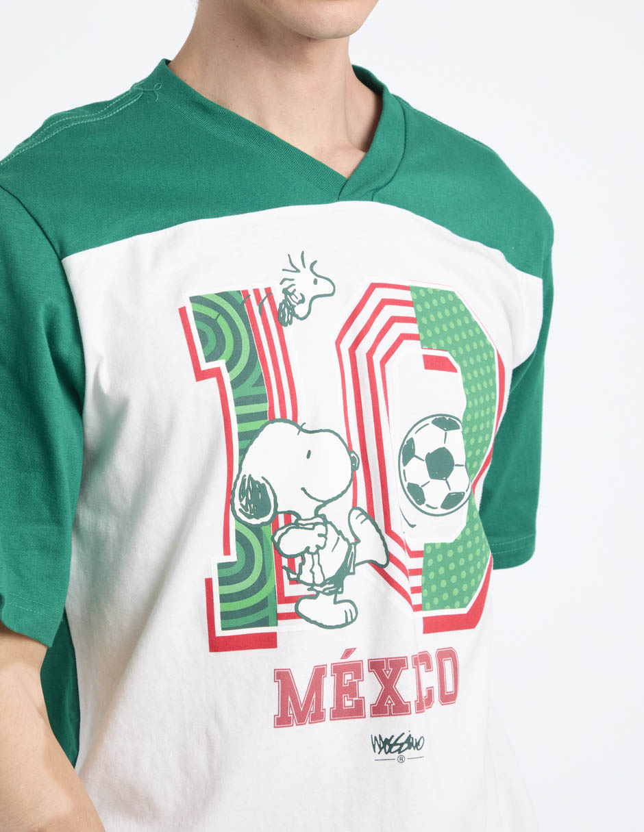Playera Mundial Snoppy cuello v para hombre 5