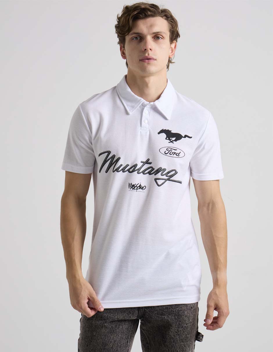 Playera Mustang cuello polo para hombre
