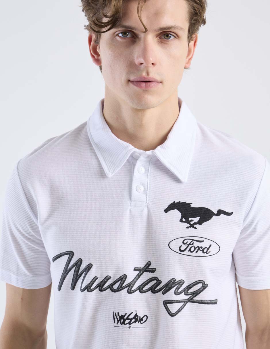 Playera Mustang cuello polo para hombre