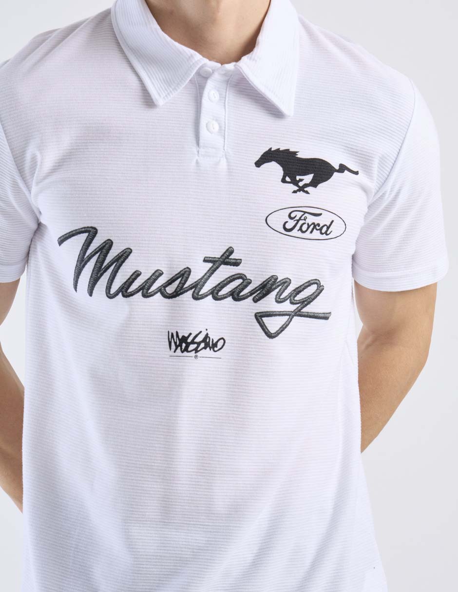 Playera Mustang cuello polo para hombre