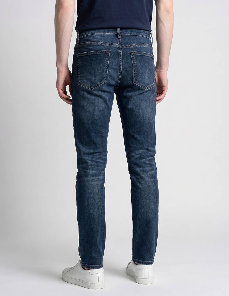 Jeans slim lavado whisker para hombre 2