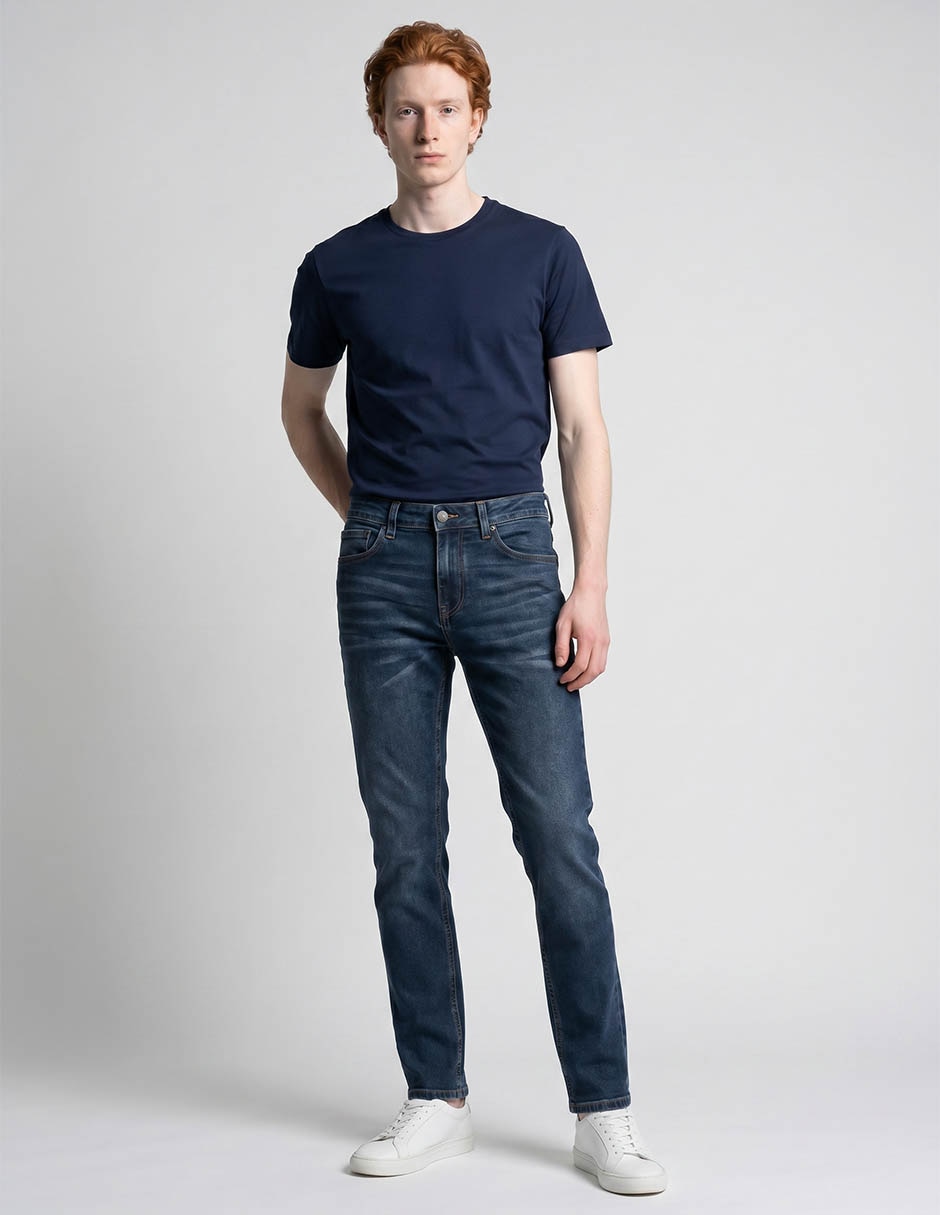 Jeans slim lavado whisker para hombre 3