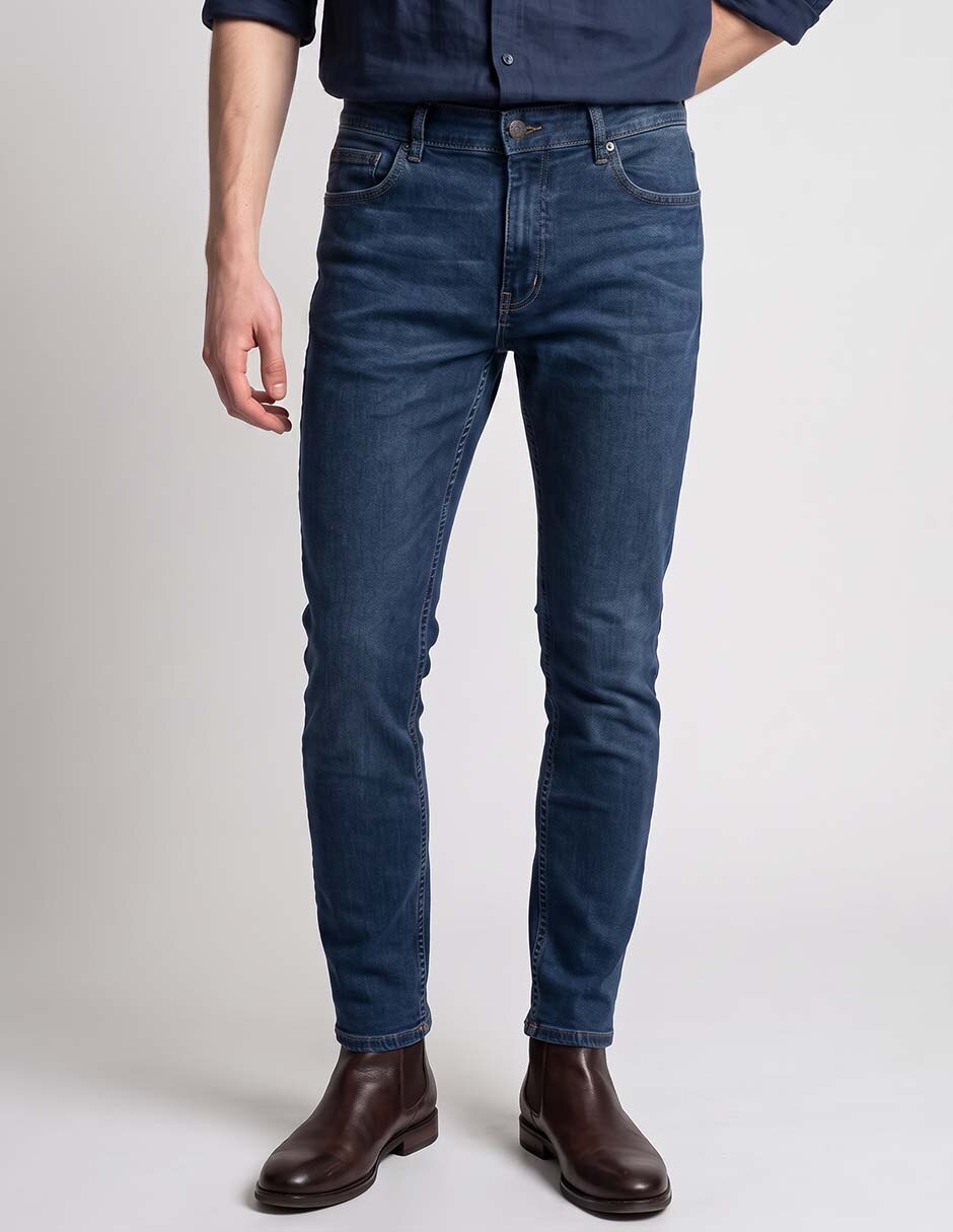 Jeans skinny lavado obscuro para hombre
