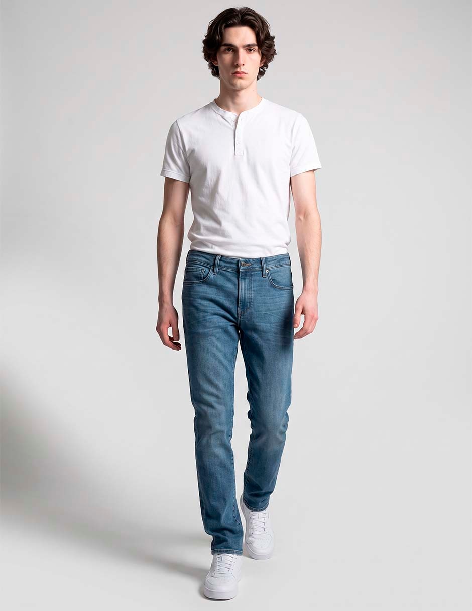 Jeans straight deslavado para hombre